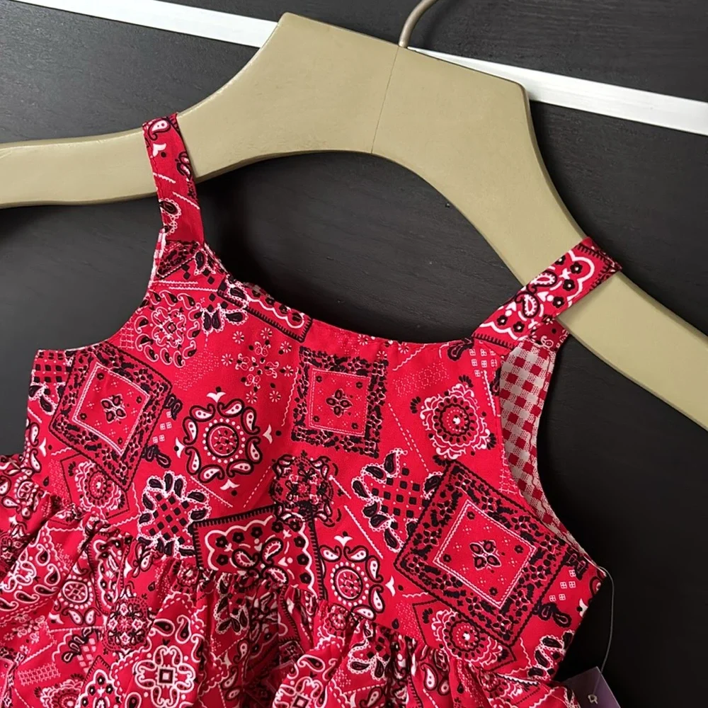 Blueberi Boulevard Baby Girls Red Handkerchief Dress